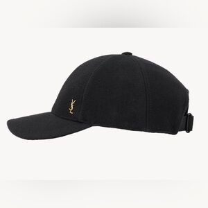 YSL Black Baseball Cap with Gold Logo